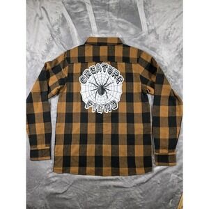 Creature Skateboard Brown/Black‎ Plaid Flannel Shirt Creature Fiend Small NWOT